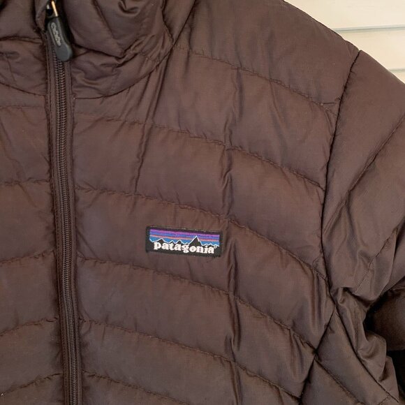 Patagonia Goose Down Womens XS Brown Full Zip Sweater Puffer Jacket Quilted FLAW - Picture 4 of 15